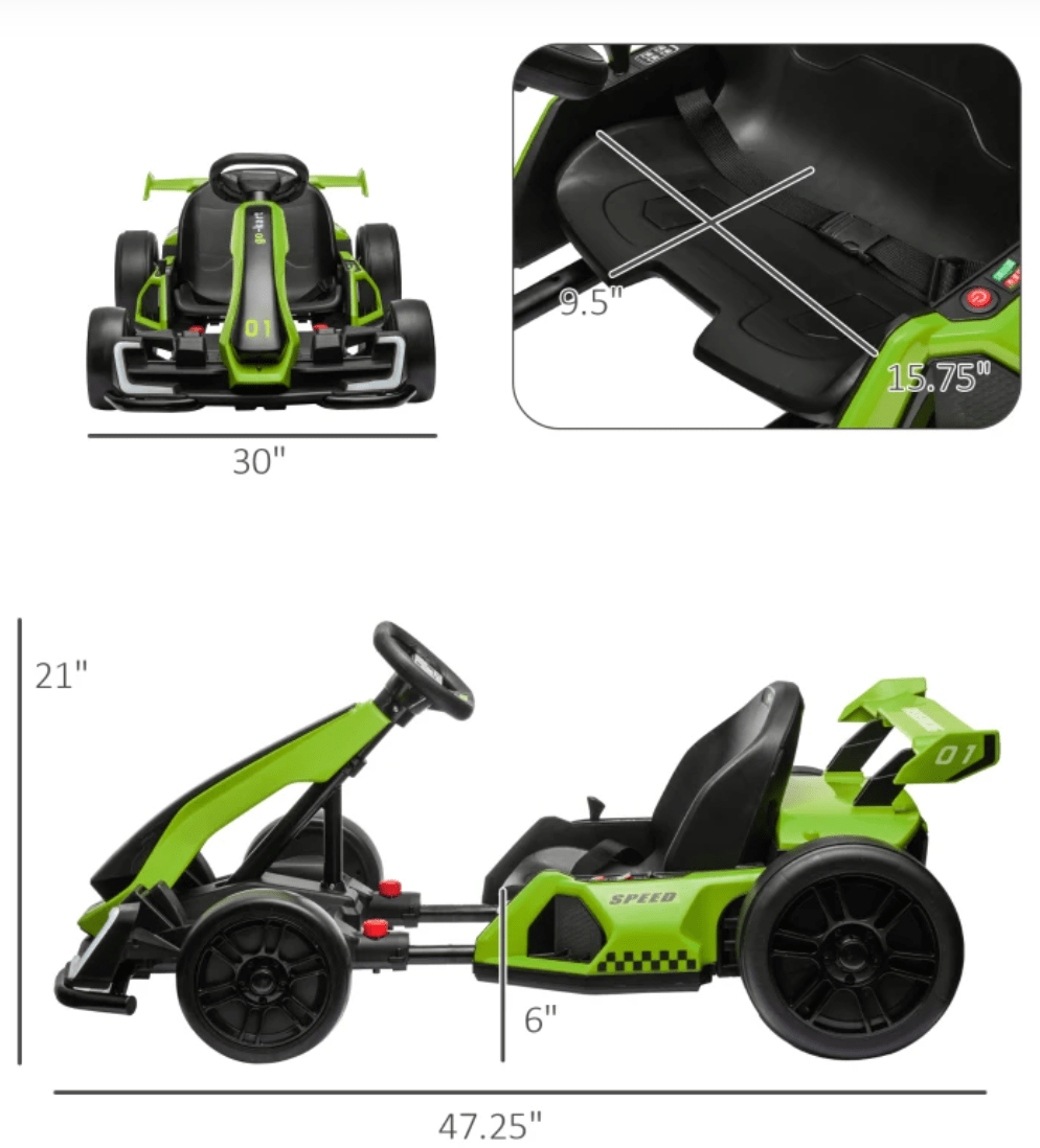 Drifter Electric Go Kart by Ryder Toys in green