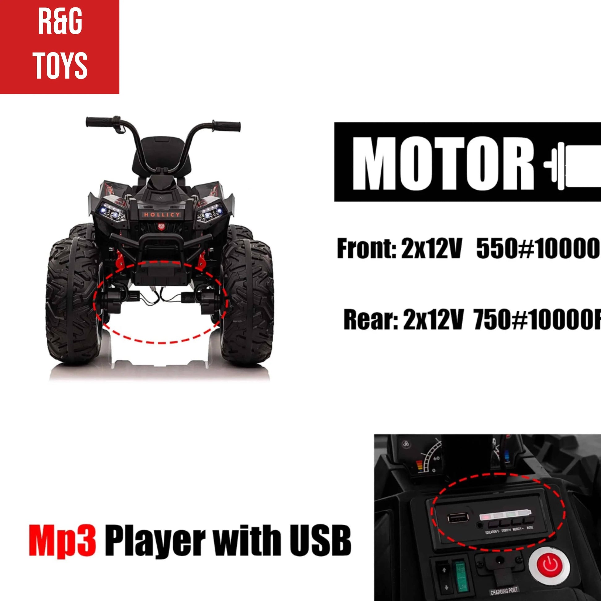 Monster ATV Ryder Toys Color: Black