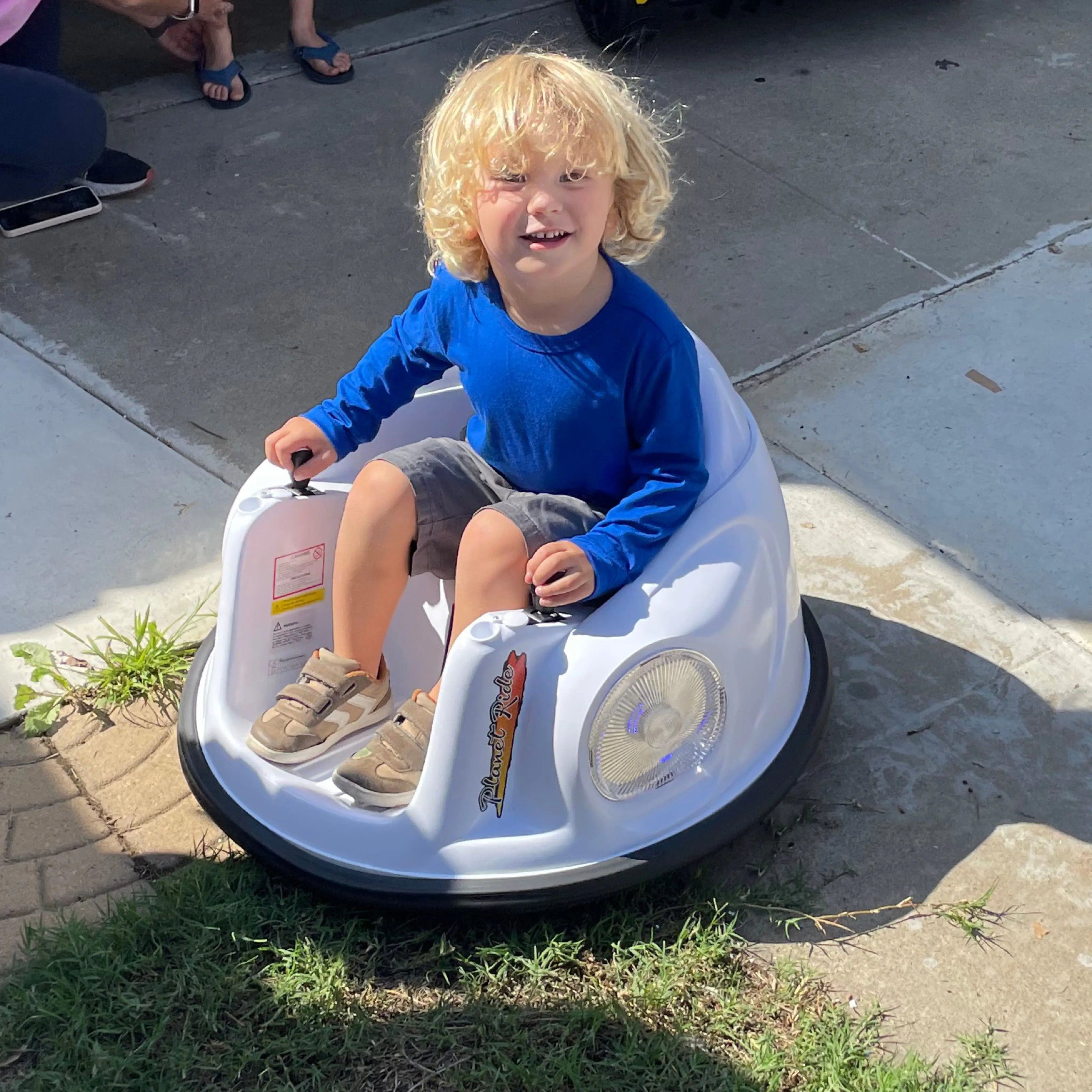 Electric Ride-On Bumper Car for Kids by Ryder Toys in white